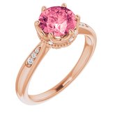 14K Rose Baby Pink Topaz & .06 CTW Diamond Ring